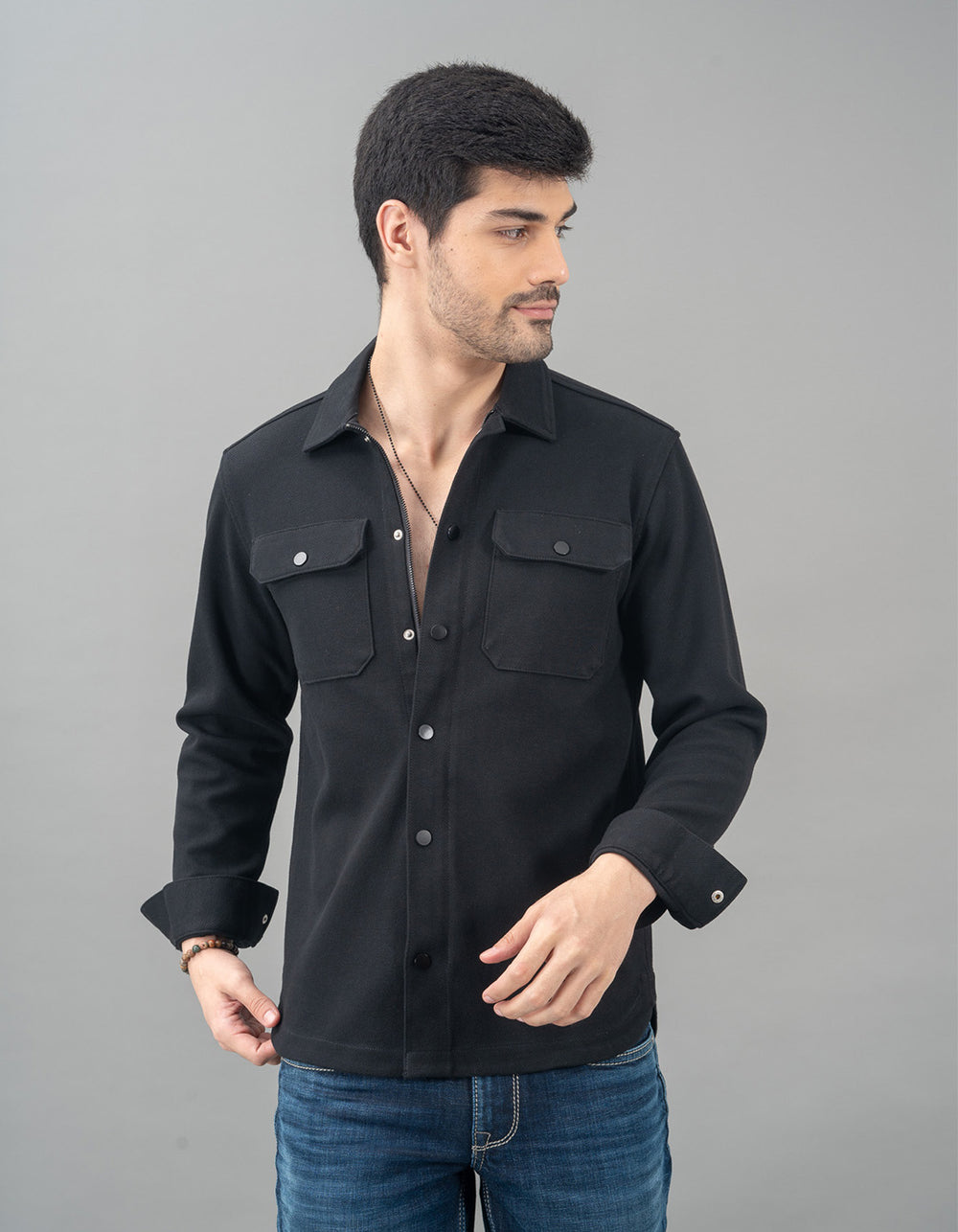Black Full Sleeve Knit Shacket