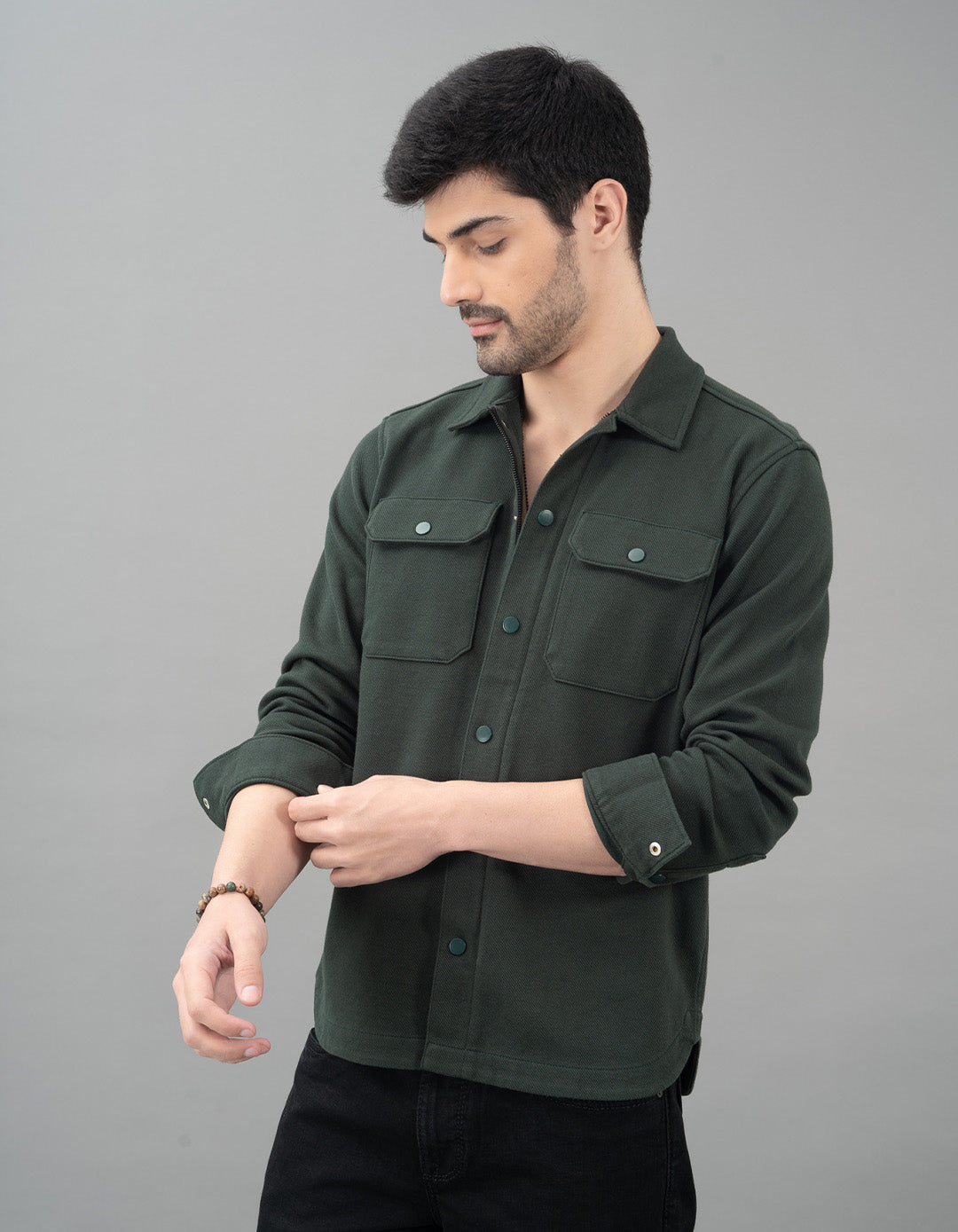 Green Full Sleeve Knit Shacket