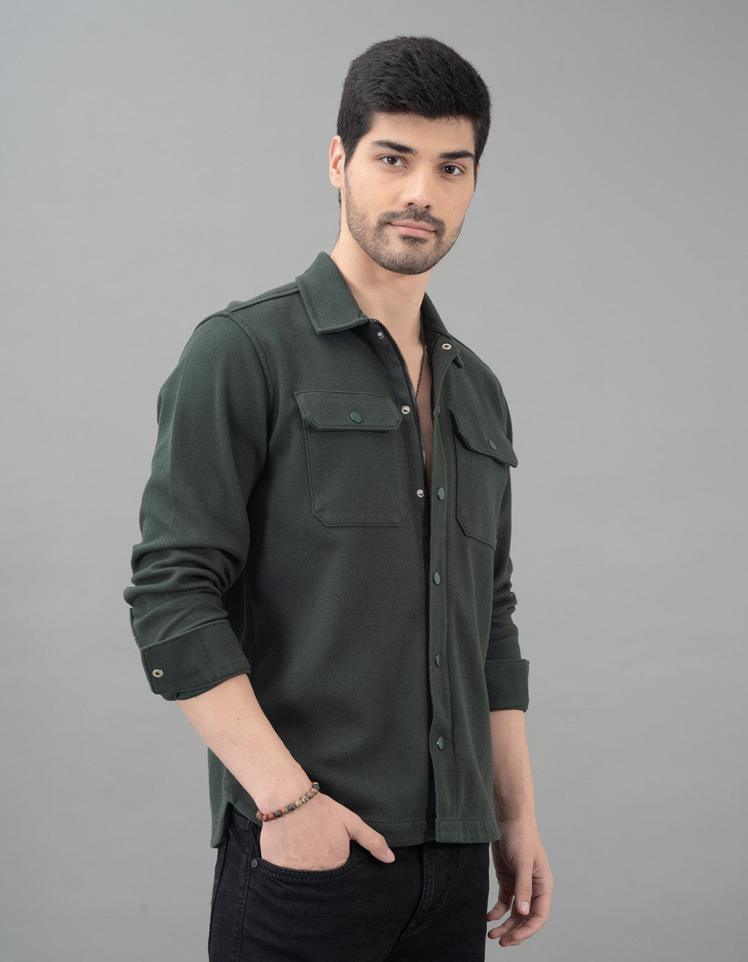 Green Full Sleeve Knit Shacket