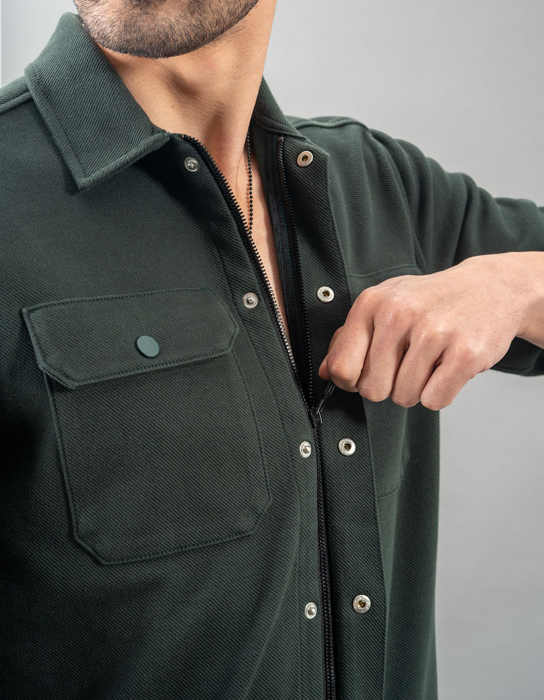 Green Full Sleeve Knit Shacket