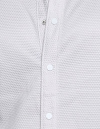 White Full Sleeves Textured Waffle Shirt