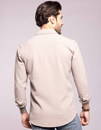 Stone Full Sleeves Textured Waffle Shirt