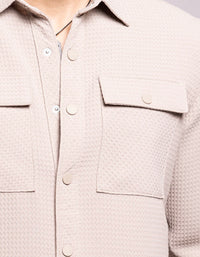 Stone Full Sleeves Textured Waffle Shirt