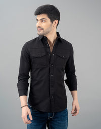 Black Full Sleeve Solid Shirt