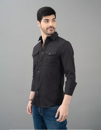 Black Full Sleeve Solid Shirt