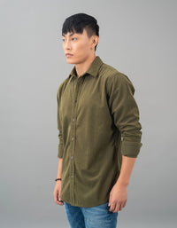 Lt Olive Full Sleeve Textured Waffle Shacket