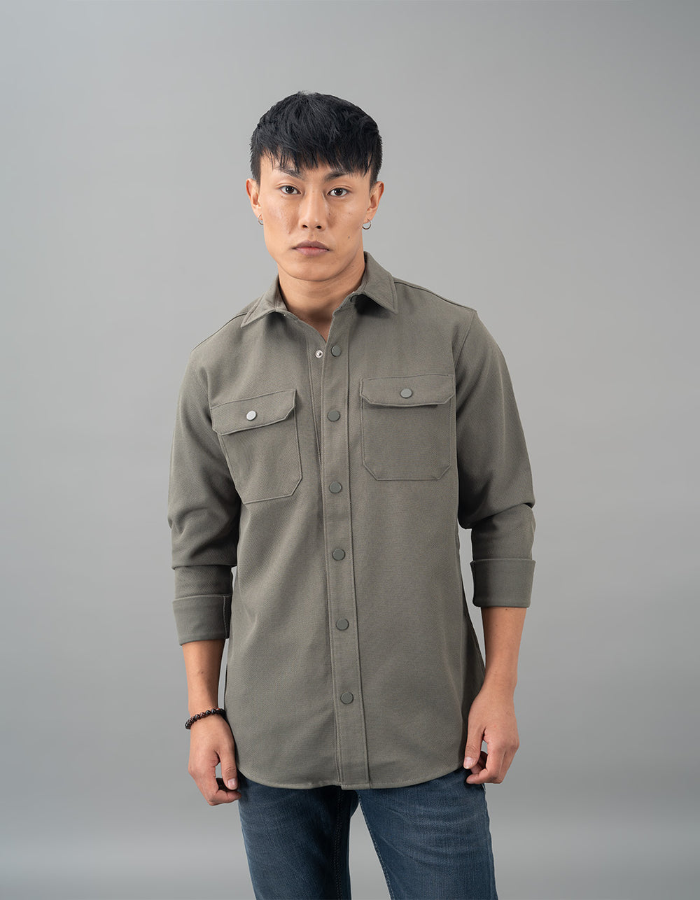 Olive Full Sleeves Knit Shacket