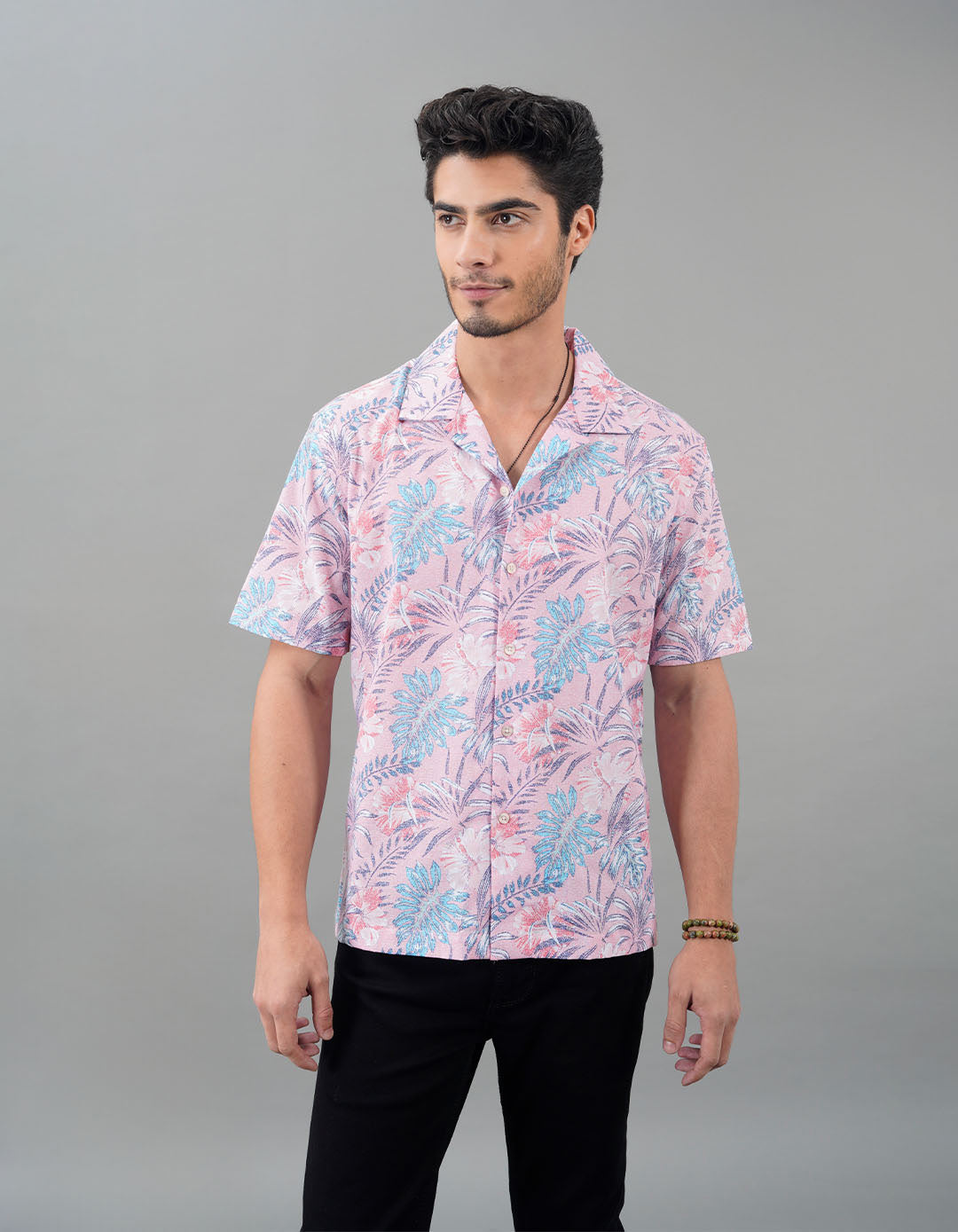 Pink Half Sleeves Printed Shirt