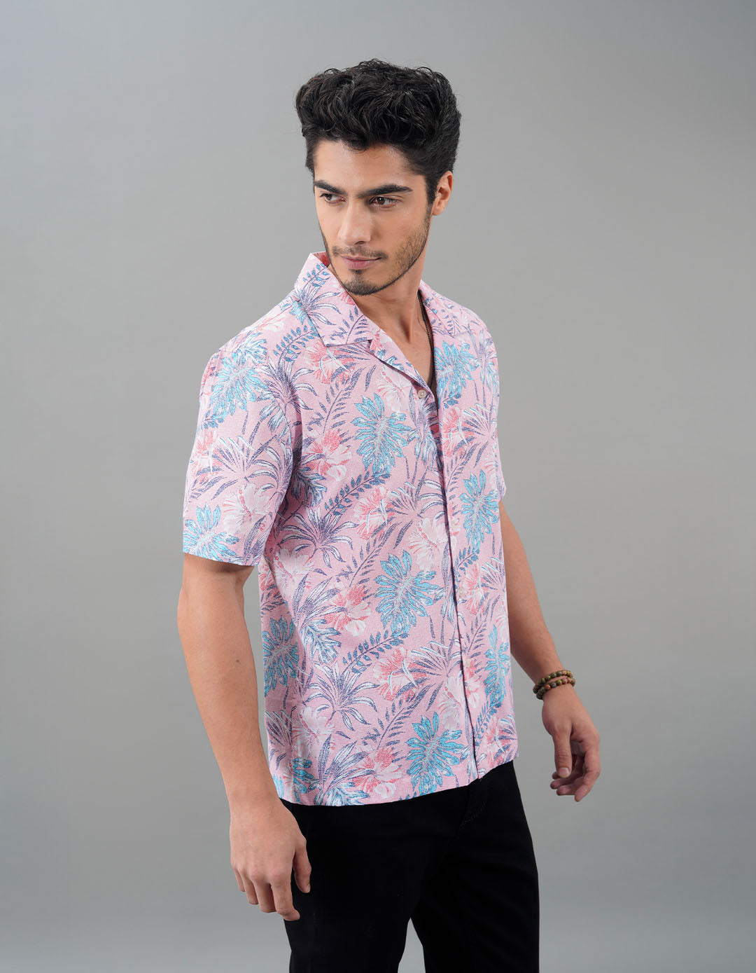 Pink Half Sleeves Printed Shirt