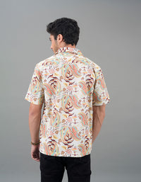Beige Half Sleeves Printed Shirt