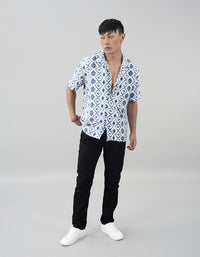 Blue Half Sleeves Printed Shirt