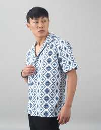 Blue Half Sleeves Printed Shirt