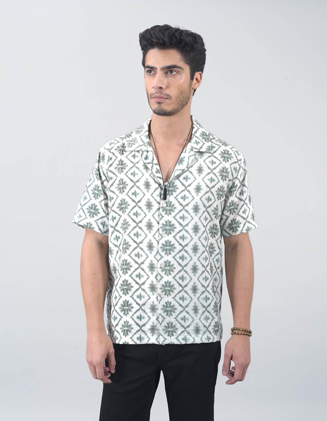 Green Half Sleeves Printed Shirt