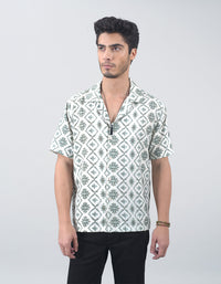Green Half Sleeves Printed Shirt