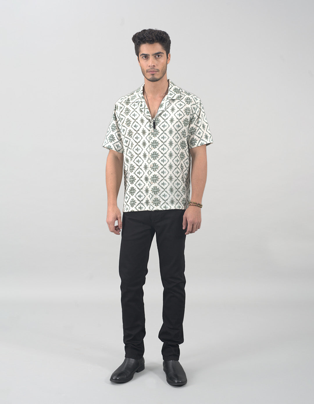 Green Half Sleeves Printed Shirt