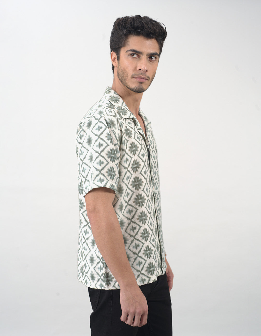 Green Half Sleeves Printed Shirt