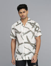 WHITE HALF SLEEVE PRINTED SHIRT