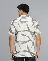 WHITE HALF SLEEVE PRINTED SHIRT