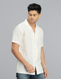CREAM 100% Cotton Half Sleeve STRIPE SHIRT