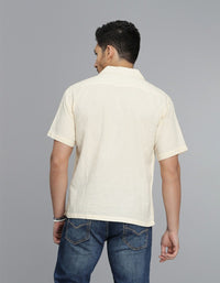 CREAM 100% Cotton Half Sleeve STRIPE SHIRT