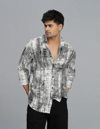 Black White Full Sleeves Printed Shirt