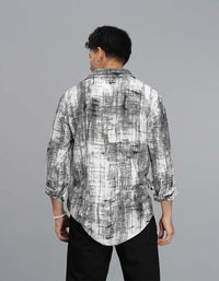 Black White Full Sleeves Printed Shirt