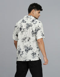 Cream B Green Half Sleeves Printed Shirt