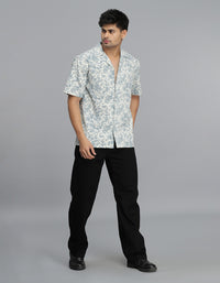 Blue Half Sleeves Printed Shirt