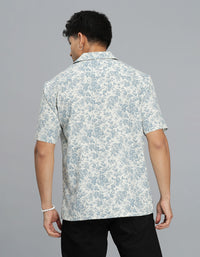 Blue Half Sleeves Printed Shirt