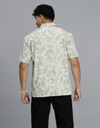 Olive Half Sleeves Printed Shirt