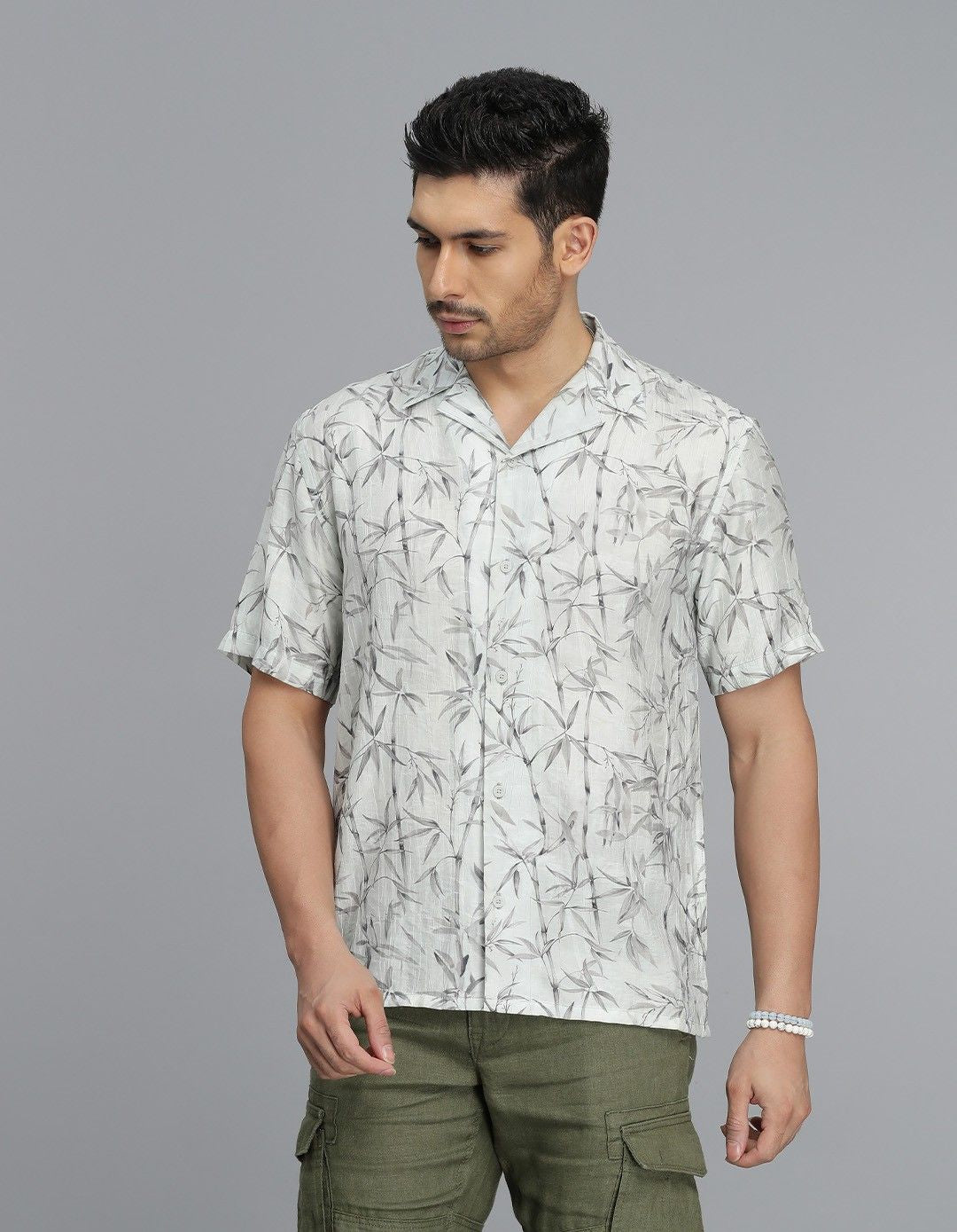 Lt Green Half Sleeves Printed Shirt