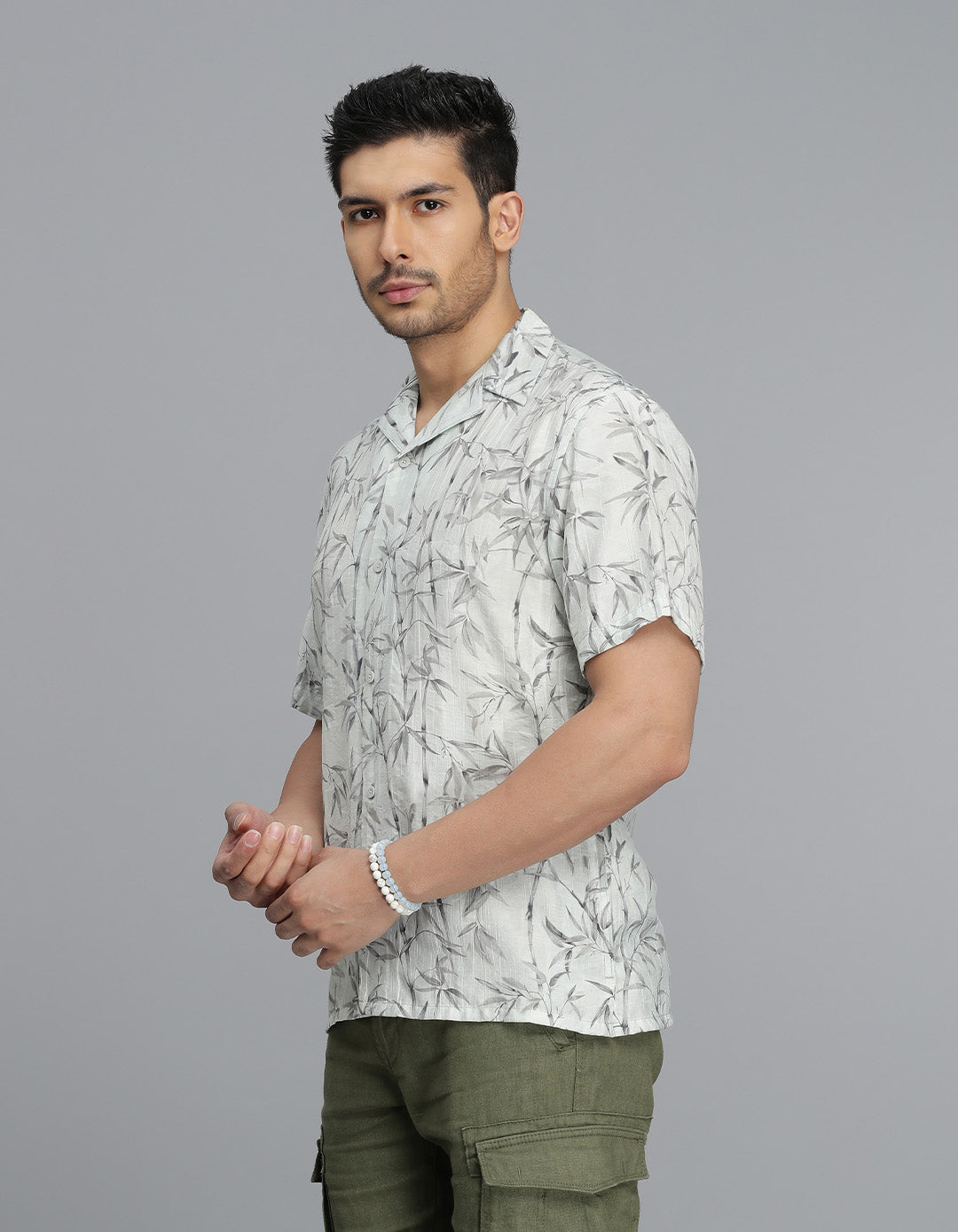 Lt Green Half Sleeves Printed Shirt
