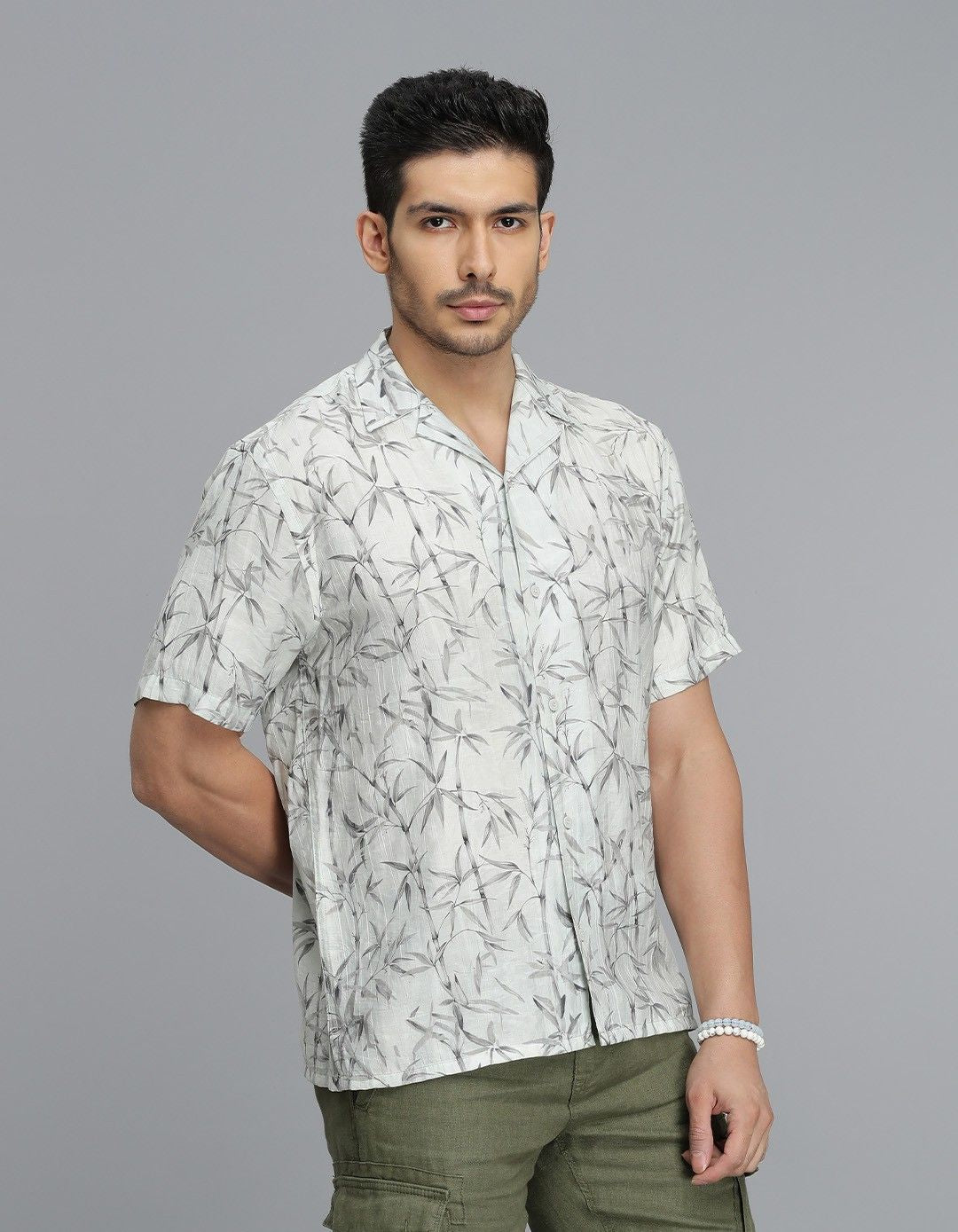 Lt Green Half Sleeves Printed Shirt
