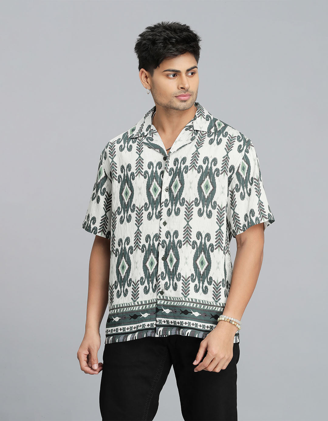 Green Half Sleeves Printed Shirt