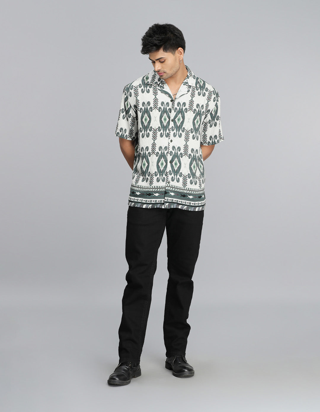 Green Half Sleeves Printed Shirt