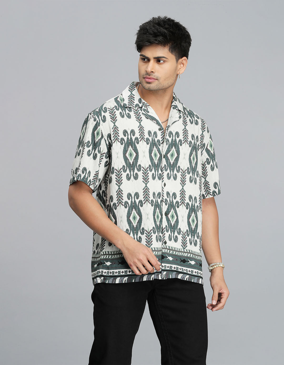 Green Half Sleeves Printed Shirt
