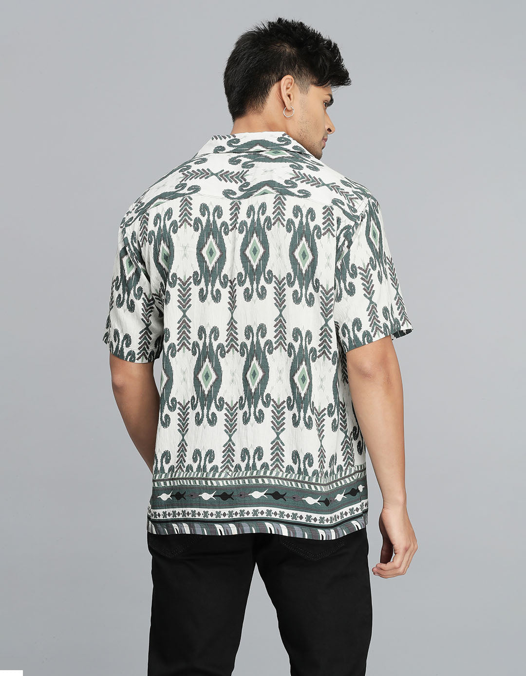 Green Half Sleeves Printed Shirt