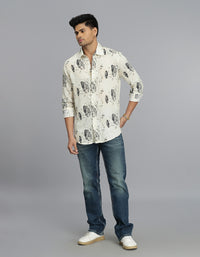 Lt Yellow Full Sleeves Printed Shirt