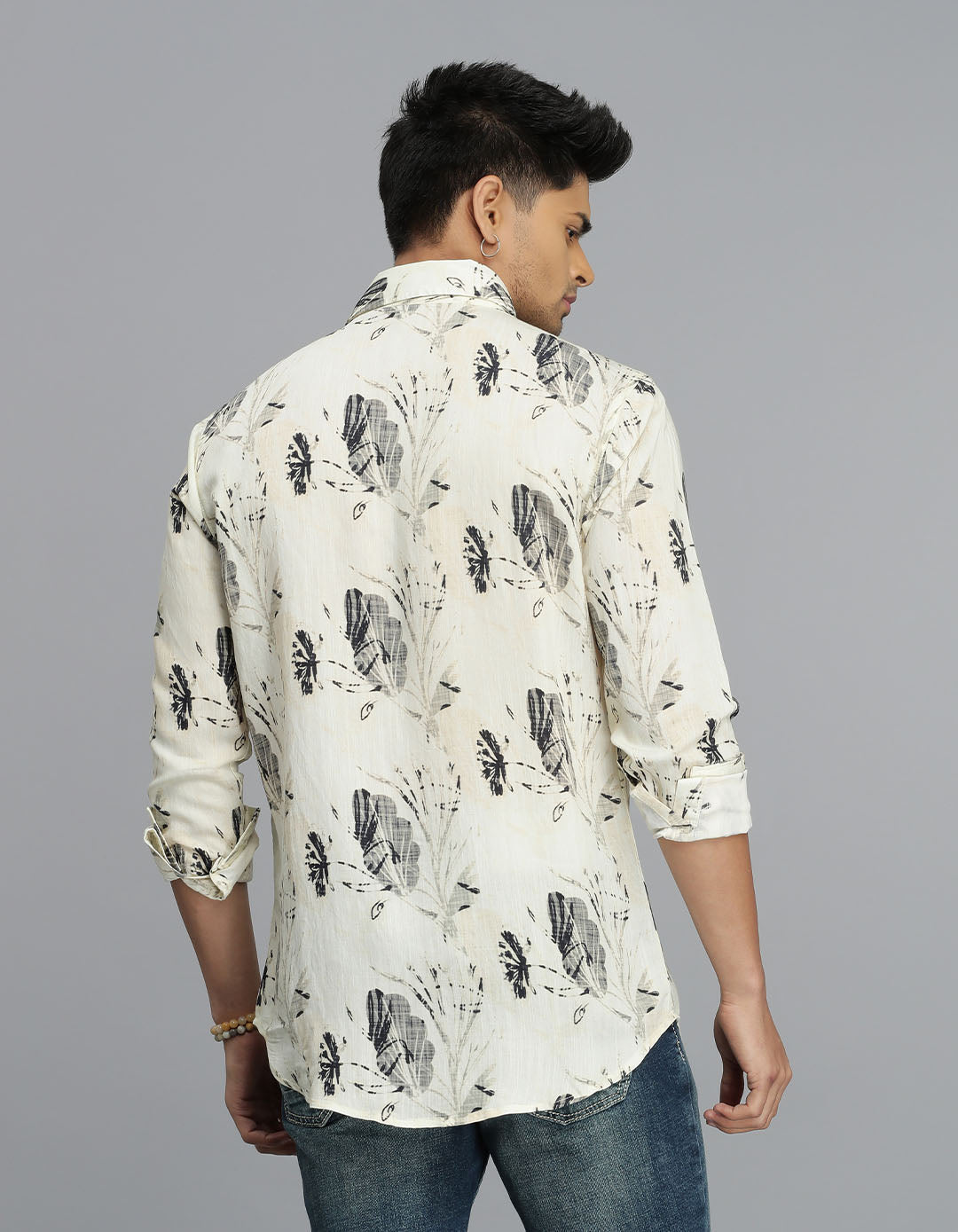 Lt Yellow Full Sleeves Printed Shirt