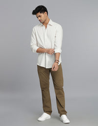 Cream Full Sleeves Stripe Shirt