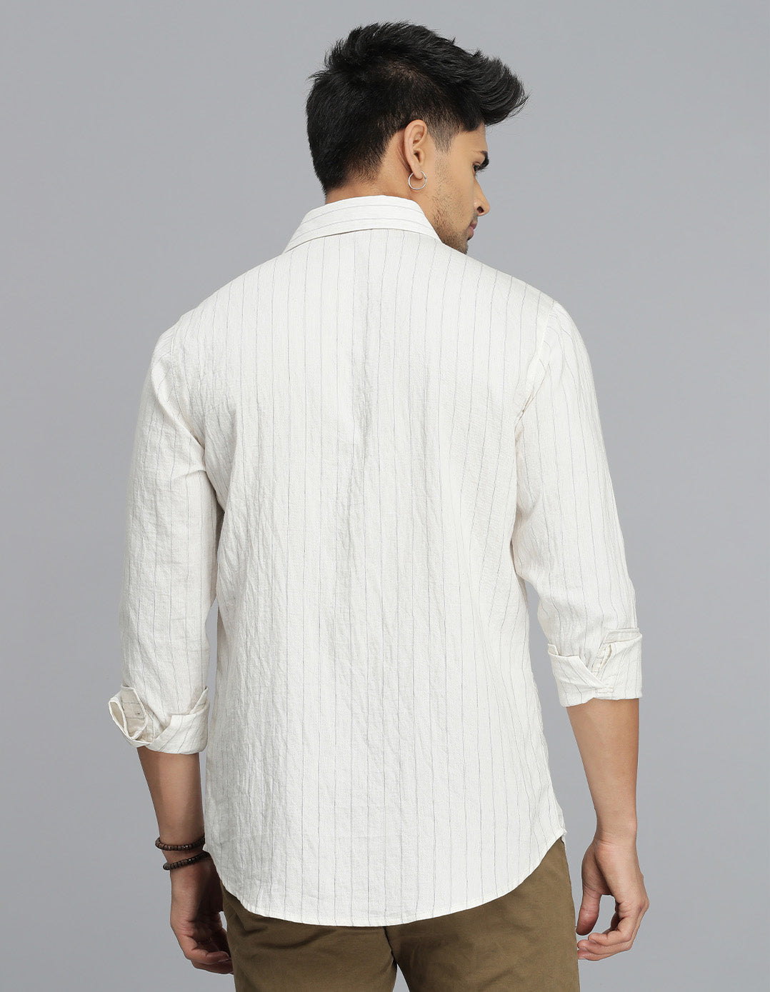 Cream Full Sleeves Stripe Shirt