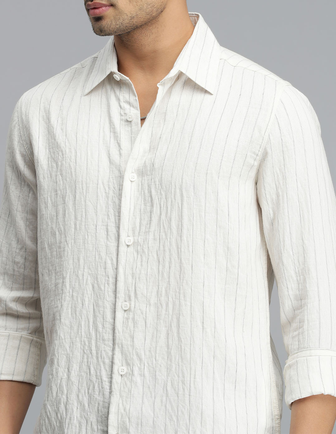 Cream Full Sleeves Stripe Shirt