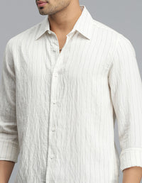 Cream Full Sleeves Stripe Shirt