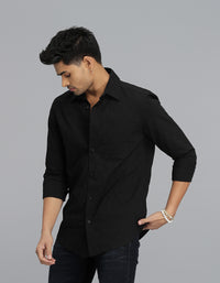 Black Full Sleeves Textured Dobby Shirt