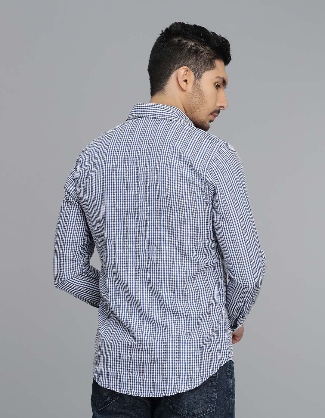 Dk Blue Full Sleeves Check Shirt