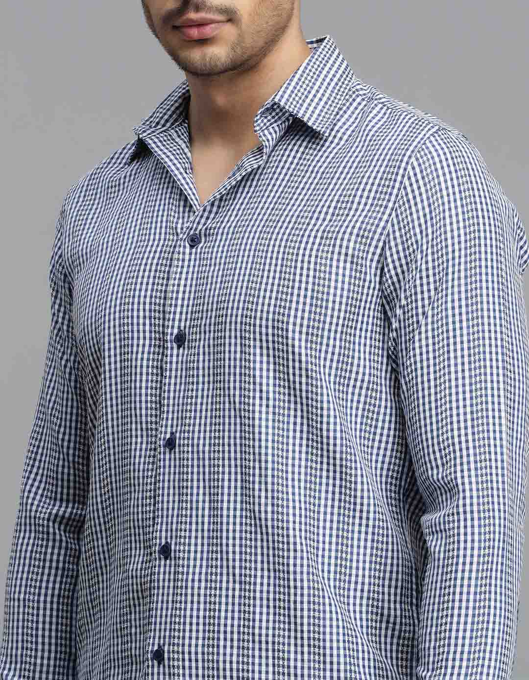 Dk Blue Full Sleeves Check Shirt
