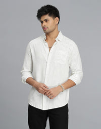 White Full Sleeves Stripe Shirt