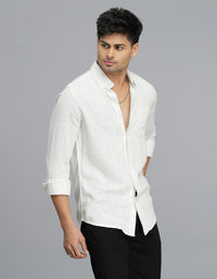 White Full Sleeves Stripe Shirt