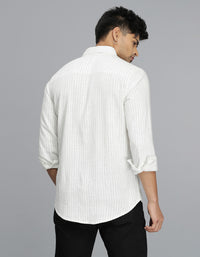 White Full Sleeves Stripe Shirt