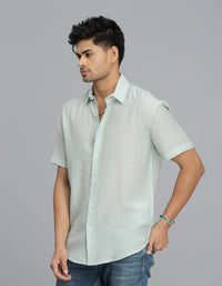 Pista Green Half Sleeves Solid Shirt